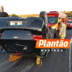 Fotos de Condutor fica ferido após capotamento na BR-376 em Maringá