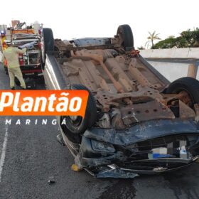 Fotos de Condutor fica ferido após capotamento na BR-376 em Maringá
