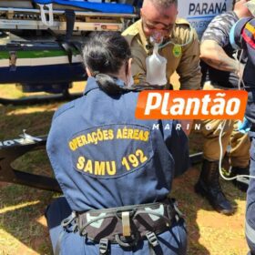 Fotos de Policiais Militares salvam idosa e criança com Síndrome de Down de incêndio em Mandaguaçu