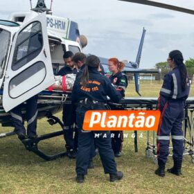 Fotos de Trabalhador sofre descarga elétrica durante instalação de placas solares e é socorrido de helicóptero