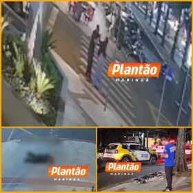 Fotos de Vídeo mostra homem sendo esfaqueado pela ex, em Maringá; o homem tentava arrastá-la para dentro de um veículo