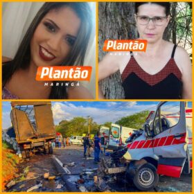Fotos de Duas mulheres morrem e criança fica gravemente ferida após ambulância bater de frente com caminhão