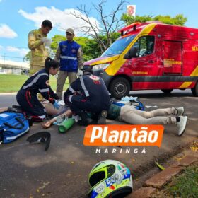 Motociclista sofre queda e é intubado após bater a cabeça, em Maringá Foto 3 Fotos de Motociclista sofre queda e é intubado após bater a cabeça, em Maringá