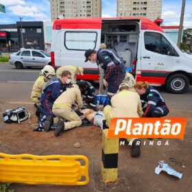 Motociclista sofre queda grave e é levado em estado crítico ao hospital em Maringá Foto 3 Fotos de Motociclista sofre queda grave e é levado em estado crítico ao hospital em Maringá