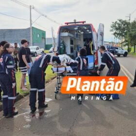 Fotos de Câmeras registram motociclista invadindo contramão antes de colisão que deixou três feridos em Maringá