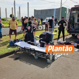 Fotos de Câmeras registram motociclista invadindo contramão antes de colisão que deixou três feridos em Maringá