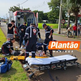 Fotos de Câmeras registram motociclista invadindo contramão antes de colisão que deixou três feridos em Maringá