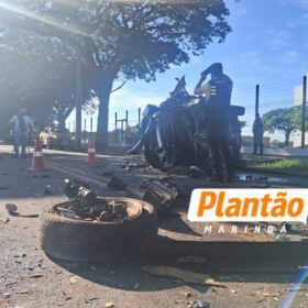 Após furtarem veículo, suspeitos capotam carro durante fuga em Maringá Foto 5 Fotos de Após furtarem veículo, suspeitos capotam carro durante fuga em Maringá