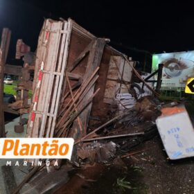 Caminhão tomba após motorista relatar que foi fechado por carro na PR-317 em Maringá Foto 3 Fotos de Caminhão tomba após motorista relatar que foi fechado por carro na PR-317 em Maringá