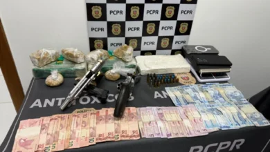 Fotos de Polícia Civil prende suspeito de liderar grupo do tráfico e apreende drogas e armas em Maringá
