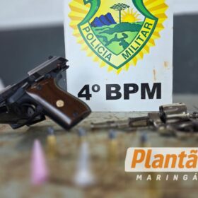 Trio armado com pistola e revólver é preso após furar sinal na frente da viatura da RPA em Maringá Foto 6 Fotos de Trio armado com pistola e revólver é preso após furar sinal na frente da viatura da RPA em Maringá