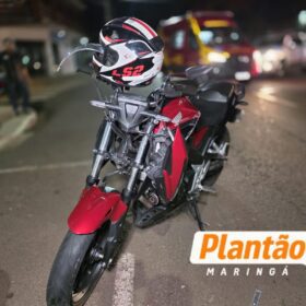 Fotos de Vídeo flagra jovem de 18 anos sendo arremessada em batida violenta entre moto e bicicleta em Maringá