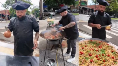 Fotos de Personal chef que ‘cozinha na rua’ viraliza ao preparar macarronada em esquina movimentada de Maringá; vídeo