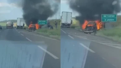 Fotos de Vídeo: Fusca explode após grave acidente com caminhão na BR-376; Vítima é ejetada e encaminhada em estado grave a hospital de Maringá