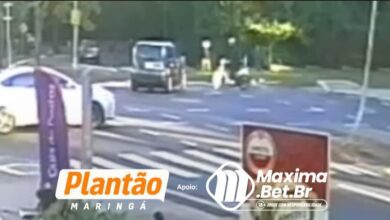 Fotos de Câmera flagra motorista avançando preferencial e provocando grave acidente entre carro e motocicleta em Maringá