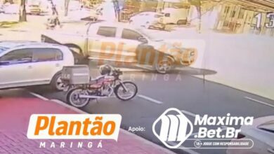 Fotos de Câmeras registram imprudência que por pouco não termina em morte de motociclista em Maringá; vítima foi socorrida em estado grave