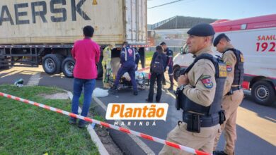Fotos de Jovem de 19 anos fica gravemente ferido após colisão entre caminhão e motoneta em Maringá