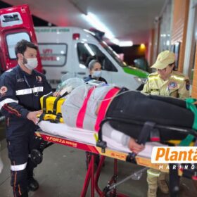Jovem é socorrida com trauma craniano após perder o controle da moto em faixa elevada de Maringá Foto 1 Fotos de Jovem é socorrida com trauma craniano após perder o controle da moto em faixa elevada de Maringá