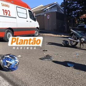 Manobra proibida provoca grave acidente e deixa dois motociclistas feridos em Maringá Foto 2 Fotos de Manobra proibida provoca grave acidente e deixa dois motociclistas feridos em Maringá