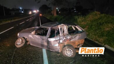 Fotos de ‘Não deu tempo de fazer nada’: motorista relata grave acidente após carro invadir pista na BR-376, em Maringá